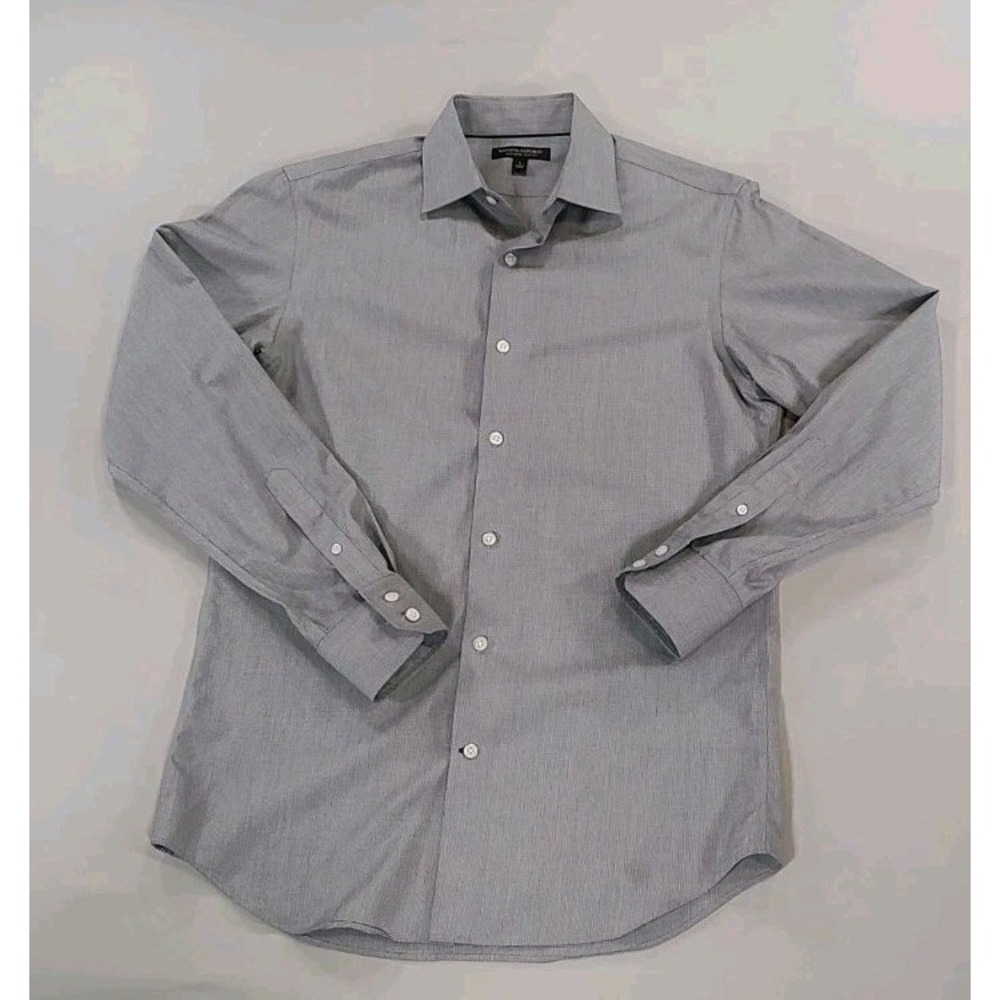 Banana Republic Casual Mens Shirt Small Long Sleeve Button No Iron Gray Slim Fit
